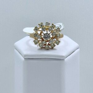 Vintage Vargas 18k HGE Gold Cluster Cocktail Ring Original Tags